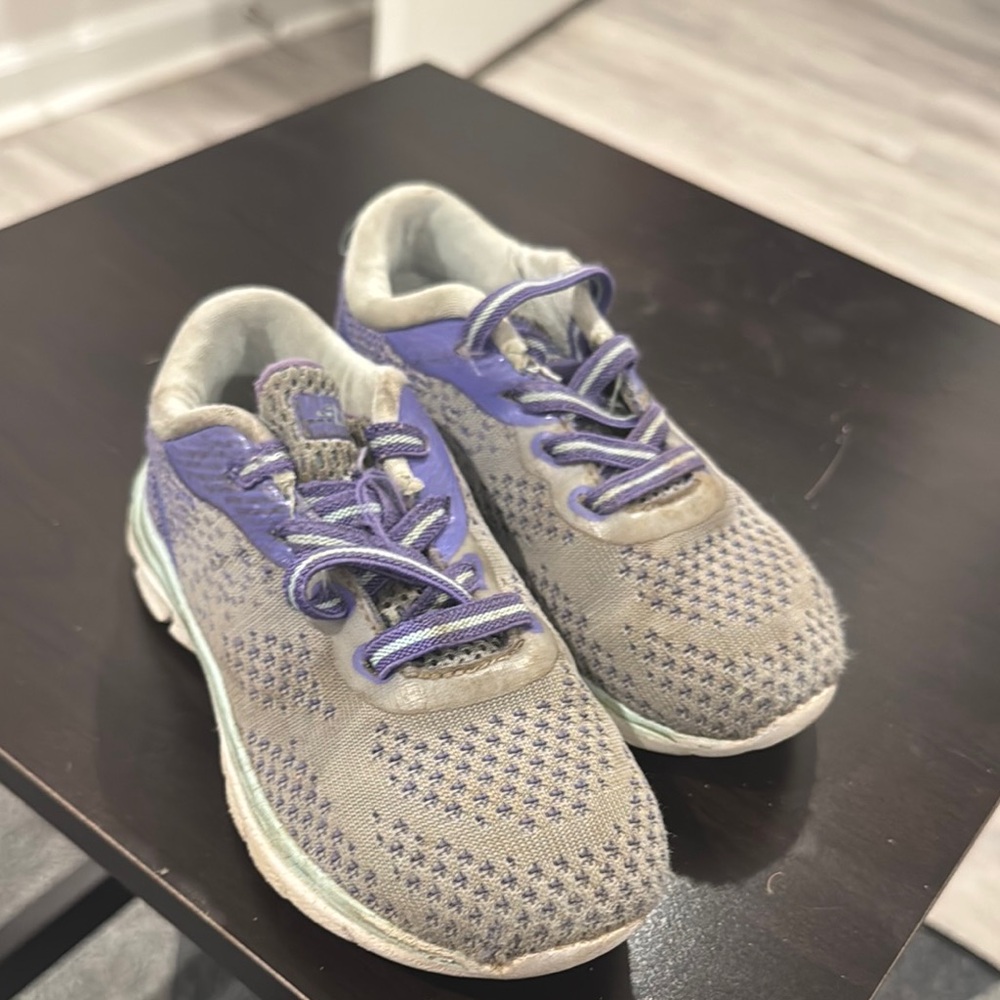 Kids Gray and Purple Sneakers